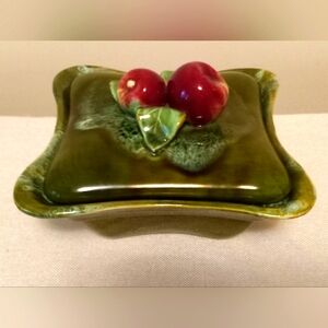 Vintage Wade Of California Green Drip Glazed Square Lidded Dish